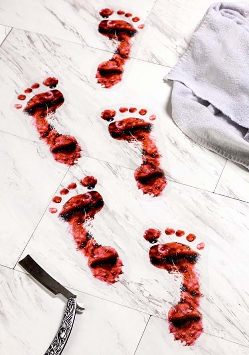 11-Inch White PVC Bloody Footprint Cutout Decoration - US 7163