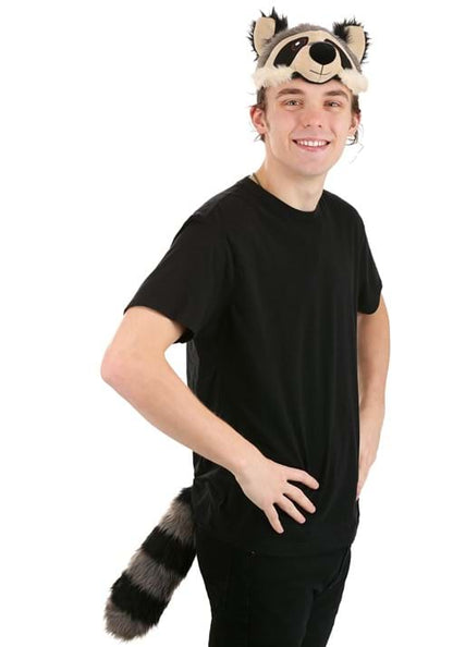 Raccoon Plush Headband & Tail Costume Accessory Kit - US 6982