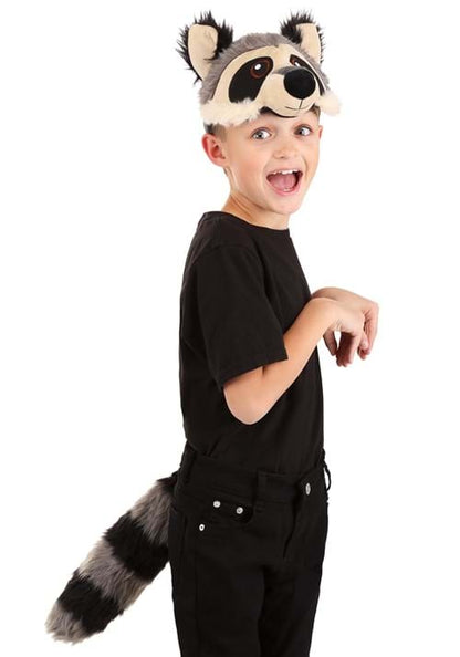 Raccoon Plush Headband & Tail Costume Accessory Kit - US 6982