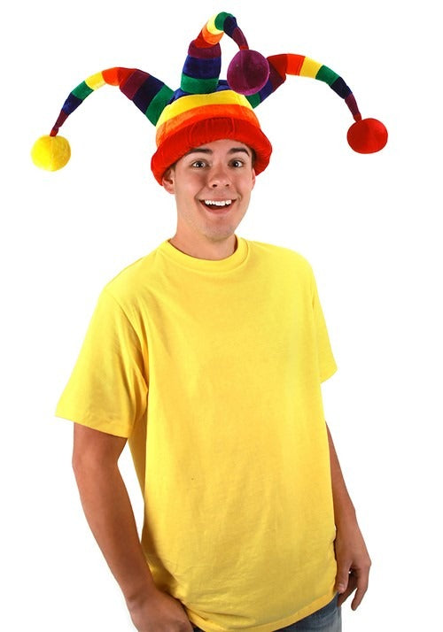 Rainbow Wacky Jester Plush Costume Hat - US 7906