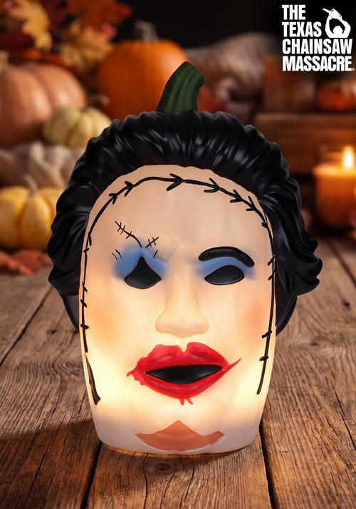10-Inch Realistic Pretty Woman Leatherface Pumpkin Decoration - US 4132