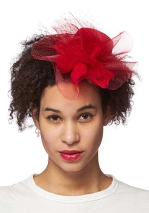 Women's Red Burst Trim Fascinator Hat - US 0052