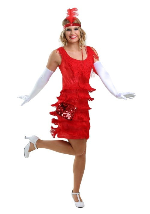 Women's Red Flapper Fashion Costume Dress - US 8446