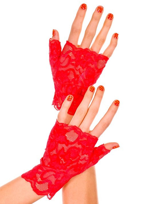 Fingerless Red Lace Gloves - US 1936