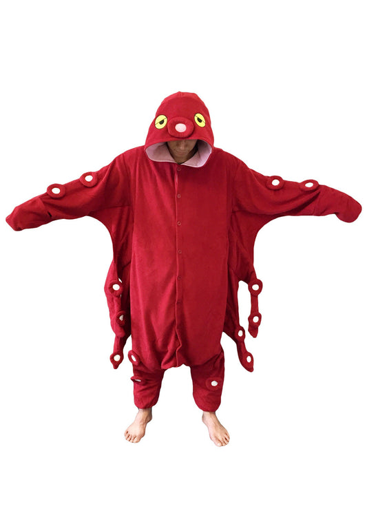 Adult Red Octopus Kigurumi Costume - US 4028