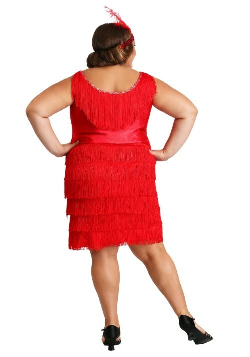 Women's Plus Size Red Flapper Costume Dress - US 6172