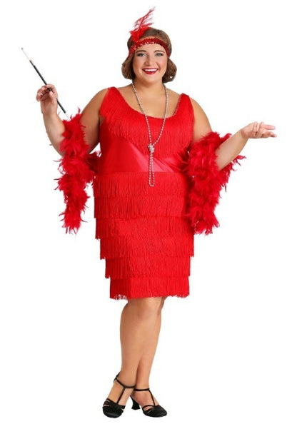 Women's Plus Size Red Flapper Costume Dress - US 6172