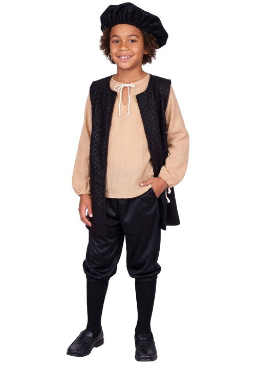 Boy's Renaissance Black Vest Costume - US 4428