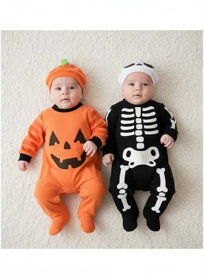 Reversible Skeleton & Pumpkin Infant Onesie Costume - US 0931