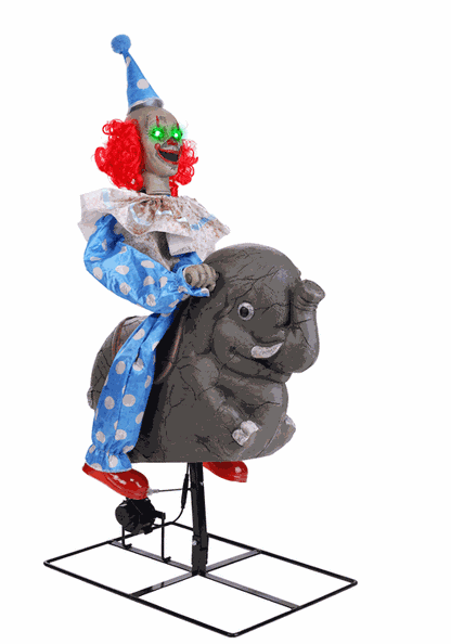 3.5FT Rocking Elephant Clown Animatronic Decoration - US 0173