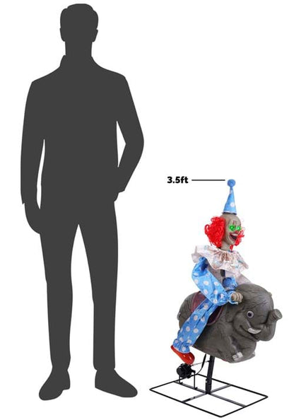3.5FT Rocking Elephant Clown Animatronic Decoration - US 0173