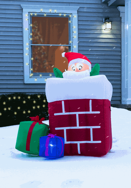 5ft Inflatable Animated Santa in the Chimney Christmas Decoration - US 4098