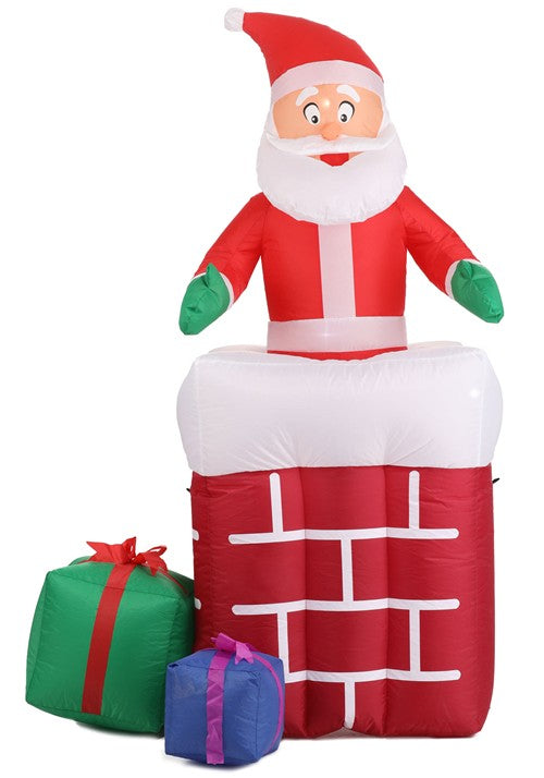 5ft Inflatable Animated Santa in the Chimney Christmas Decoration - US 4098