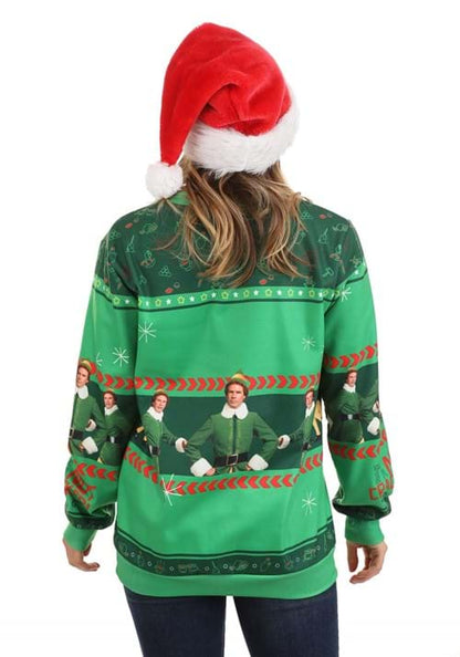 Santa's Coming Elf Adult Ugly Christmas Sweatshirt - US 6619