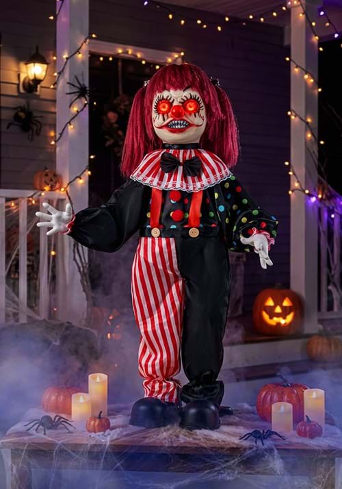 2.5FT Sarah Slight the Creepy Clown Animatronic Decoration - US 3514