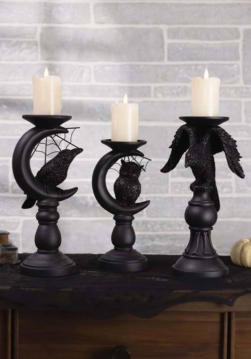 Set of 3 Matte Black Candleholders Decoration - US 2317