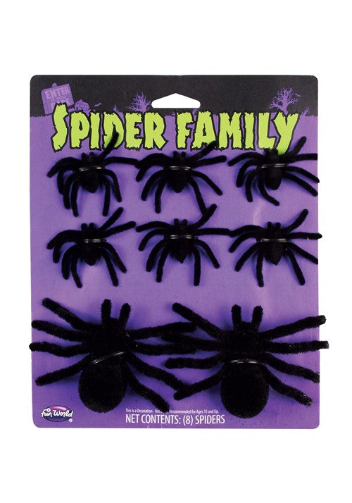 Set of Fuzzy Black Spiders Prop Decoration - US 6246