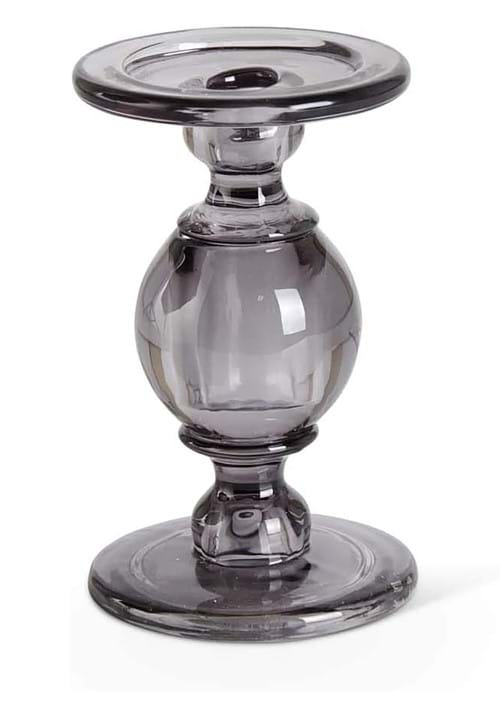 Set of Three Transparent Gray Glass Candleholders - US 8510