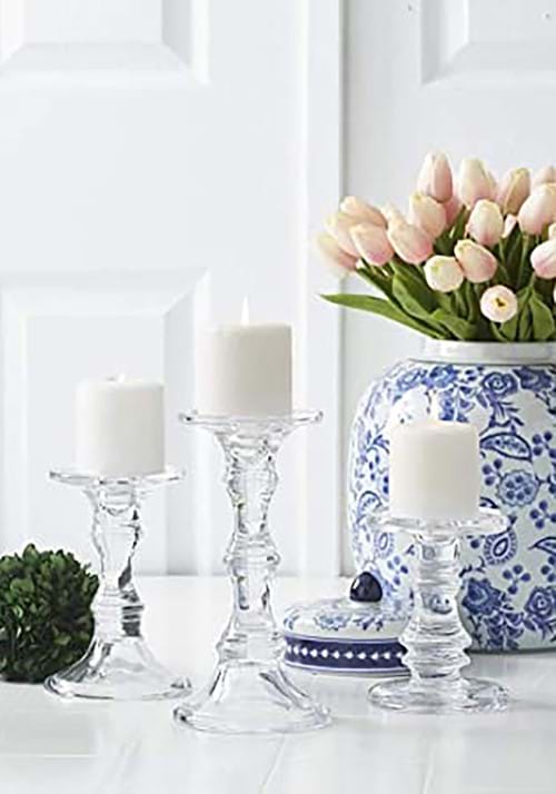 Pack of 3 Short Glass Candleholders Decoration - US 9862