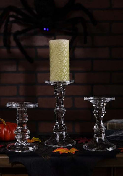 Pack of 3 Short Glass Candleholders Decoration - US 9862