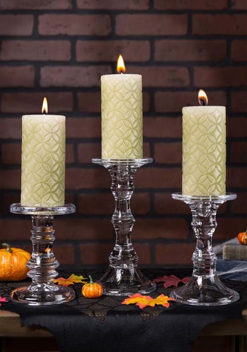 Pack of 3 Short Glass Candleholders Decoration - US 9862