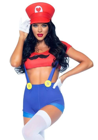 2 Piece Red Gamer Babe Sexy Women's Costume - US 8265