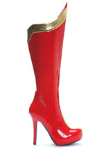 Women's Sexy Red and Gold Superhero Boots - US 6082