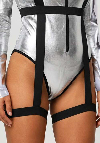 Sexy Silver Astronaut Costume Romper for Women - US 2226