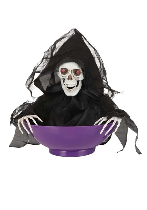 9-Inch Animated Candy Bowl with Shaking Reaper Decoration - US 3379