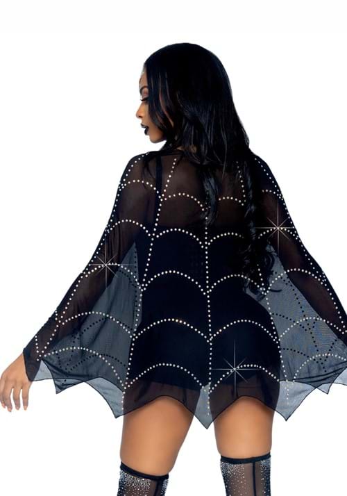 Sheer Rhinestone Spiderweb Poncho Costume - US 6833