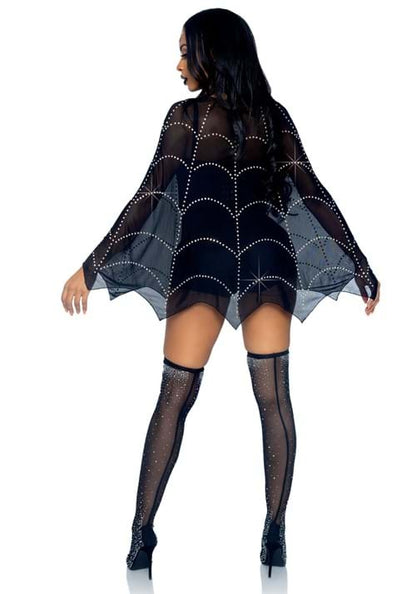 Sheer Rhinestone Spiderweb Poncho Costume - US 6833