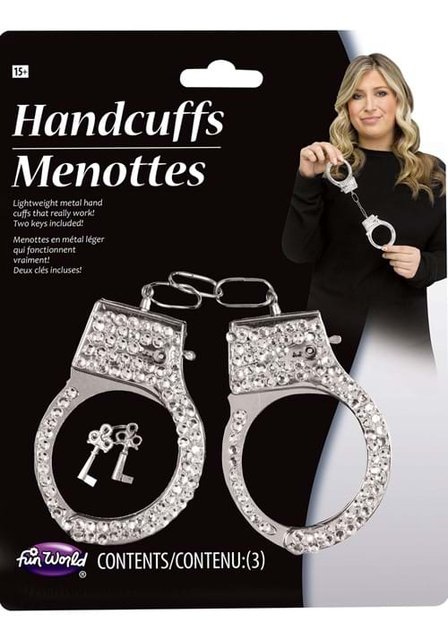 Silver Bling Costume Handcuffs Accessory - US 3757