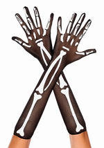 Skeleton Black Fishnet Costume Gloves for Adults - US 8824