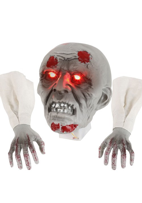 Zombie Head and Hands with Lights Halloween Decoration - US 6278