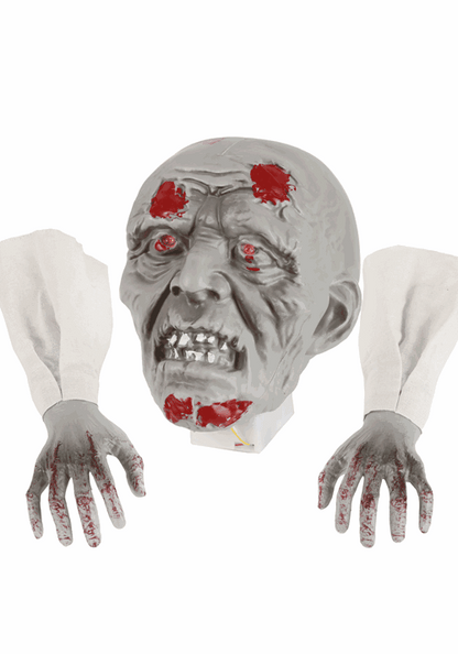 Zombie Head and Hands with Lights Halloween Decoration - US 6278