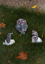 Zombie Head and Hands with Lights Halloween Decoration - US 6278
