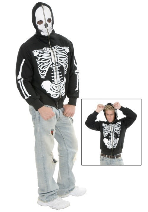 Skeleton Hooded Adult Halloween Sweatshirt - US 5318