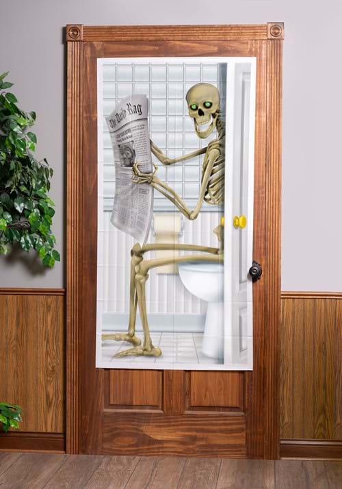 5FT Skeleton Bathroom Door Cover Halloween Decoration - US 6650