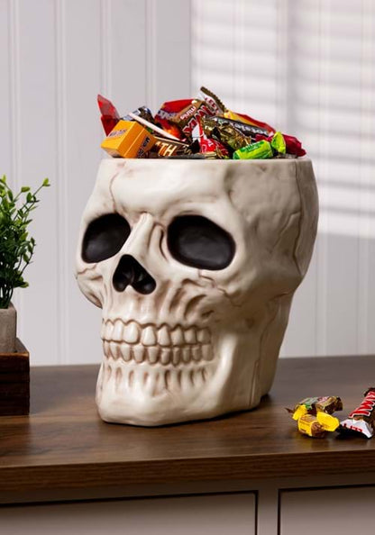 9-Inch Skull Halloween Candy Bowl Decoration - US 7134
