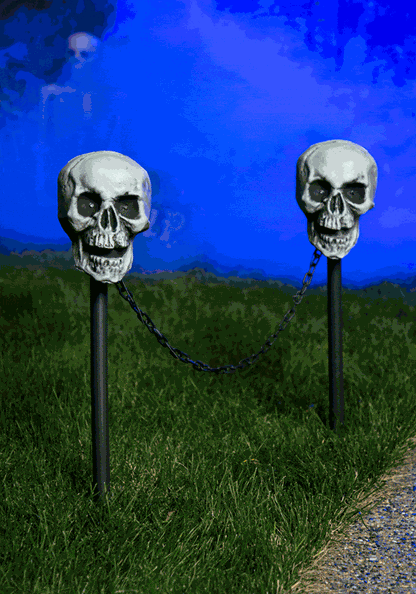24-Inch Light Up 4 Piece Skull Pathway Decoration - US 0586