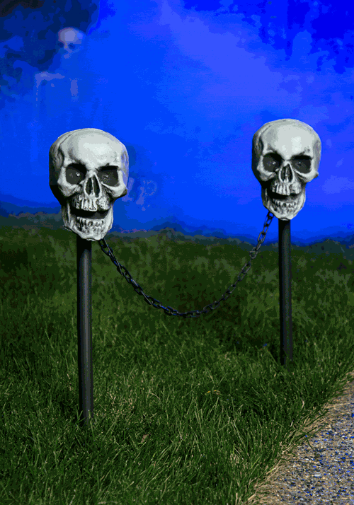 24-Inch Light Up 4 Piece Skull Pathway Decoration - US 0586