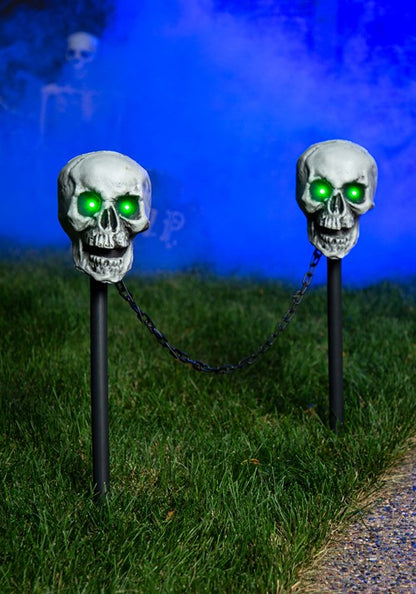 24-Inch Light Up 4 Piece Skull Pathway Decoration - US 0586