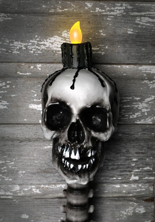 23-Inch Light Up Skull Torch Decoration - US 6817