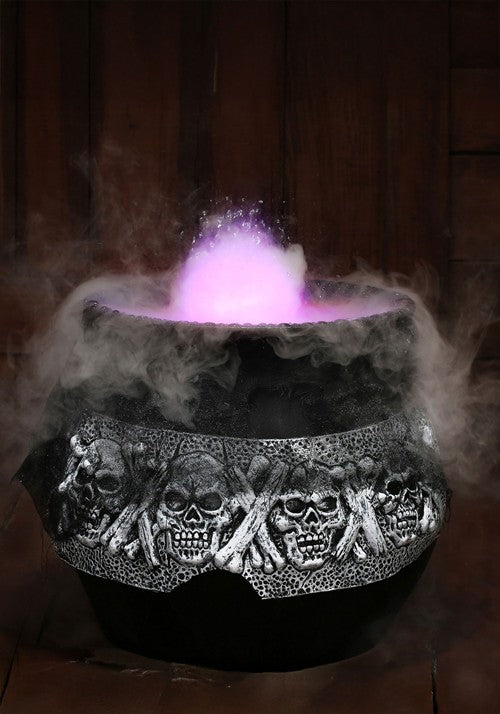 16-Inch Smoking Gothic Skull Cauldron Decoration - US 9571