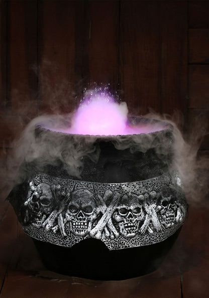 16-Inch Smoking Gothic Skull Cauldron Decoration - US 9571