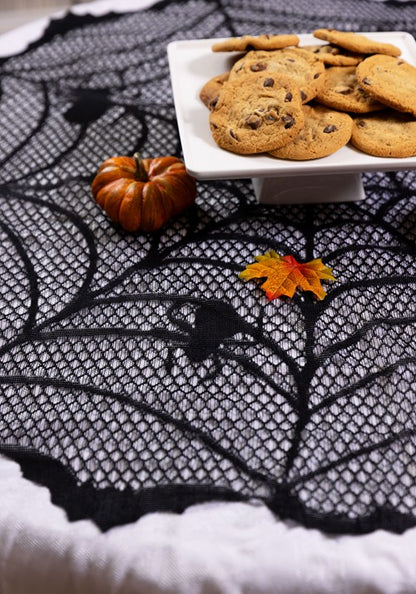 Spider Web Round Halloween Table Cover Decoration - US 2839