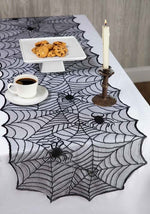72"L x 18"W Spider Web Black Table Runner Decoration - US 5882