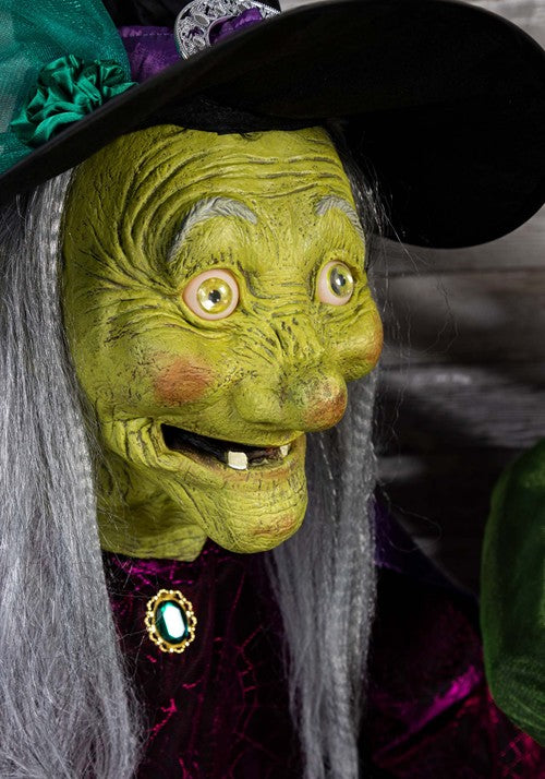 6.5FT Seasonal Visions International Stirring Up Trouble Witch Animatronic Decoration - US 0763