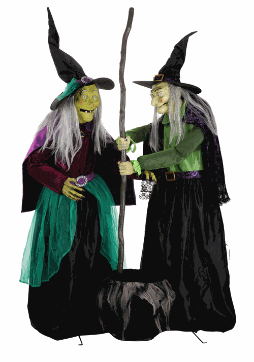 6.5FT Seasonal Visions International Stirring Up Trouble Witch Animatronic Decoration - US 0763