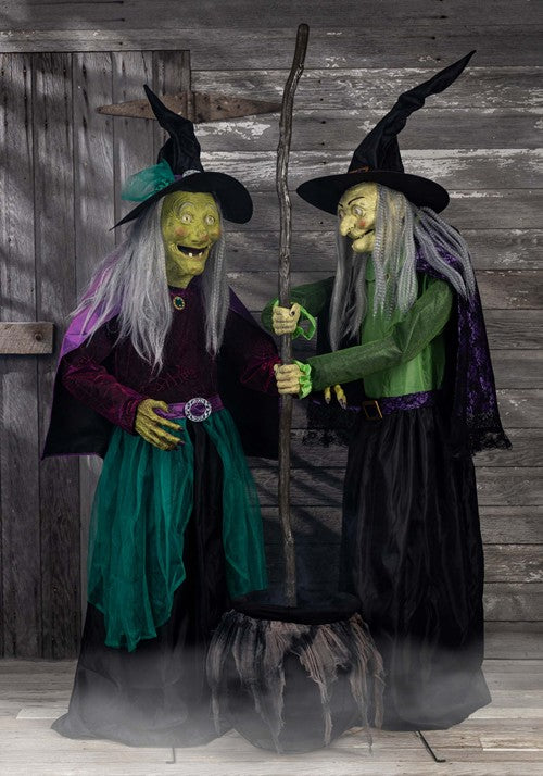 6.5FT Seasonal Visions International Stirring Up Trouble Witch Animatronic Decoration - US 0763